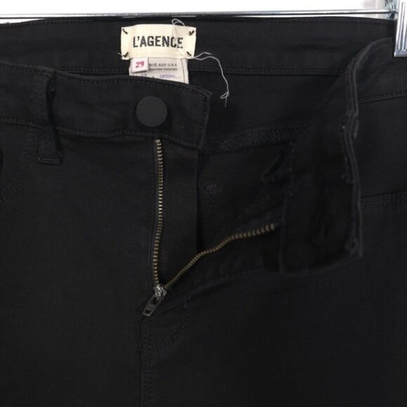 L'AGENCE Women's Pants Jeans Size 29 Satin Tuxedo Coated Black USA🇺🇸MADE - Picture 8 of 13